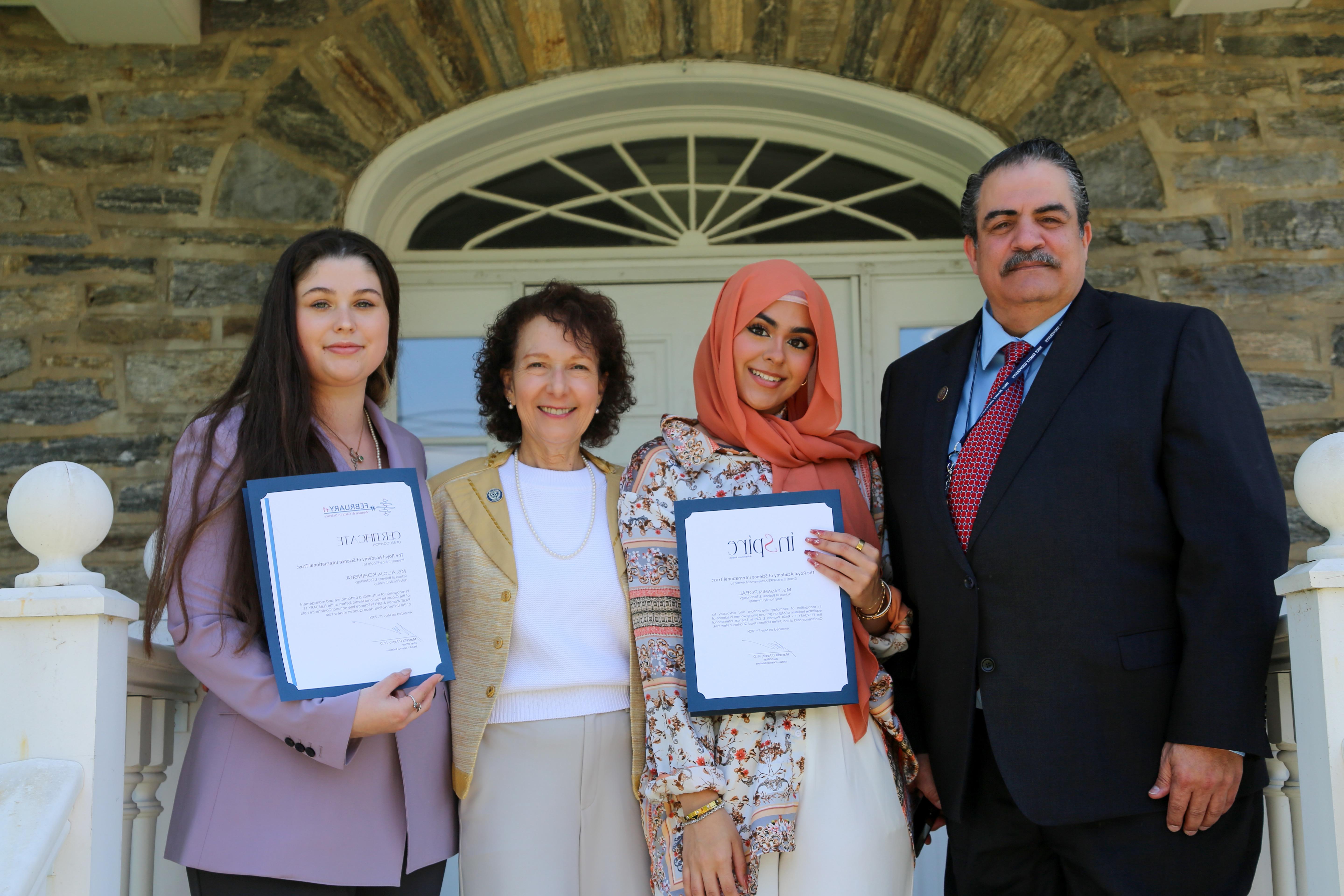 Dr. Prisco and HRH Prince Adnan El-Hashemite with two students of the program